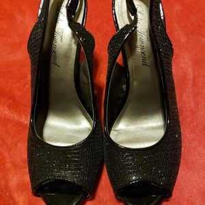 Lulu Townsend Black Sparkle High Heel Shoes Size 6